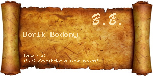 Borik Bodony névjegykártya